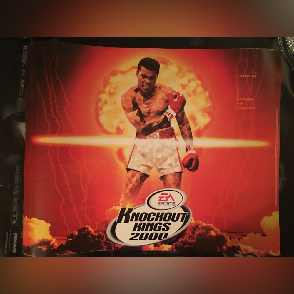 Muhammed ali ea sports knockout kings 2000 poster. Used. Has rips tears and